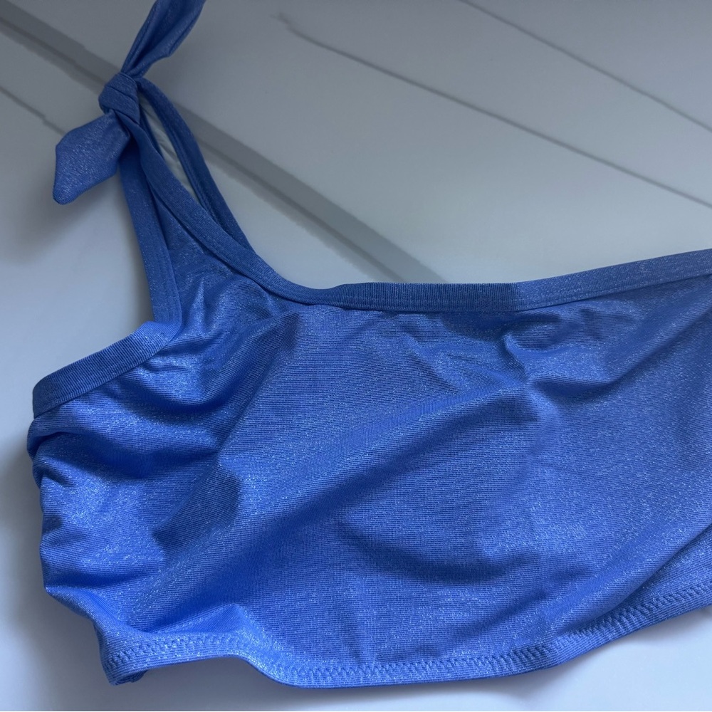 SOLID & STRIPED Blue Bandeau Swim Top periwinkle